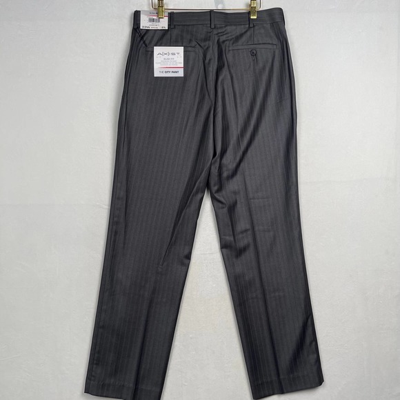 NWT Axist Slim Fit Men's Dress Pants 33x32 Slate Grey Track‎ Stripes City Pant - Picture 2 of 14